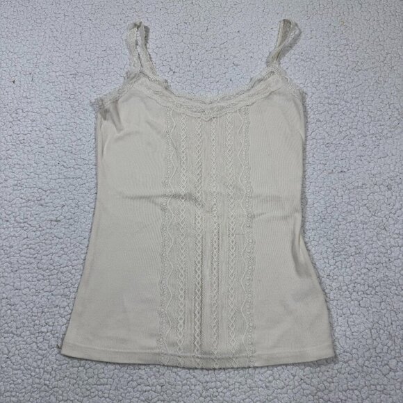 Maurices Womens Lace Preppy Cami Tank Top Large White Casual Base Layer Capsule - Picture 1 of 7